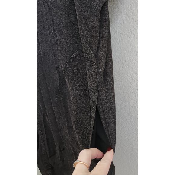 Very J Black Double V Shirt Mini Dress Small Lightweight Soft Pockets Banded Hem - Picture 2 of 5